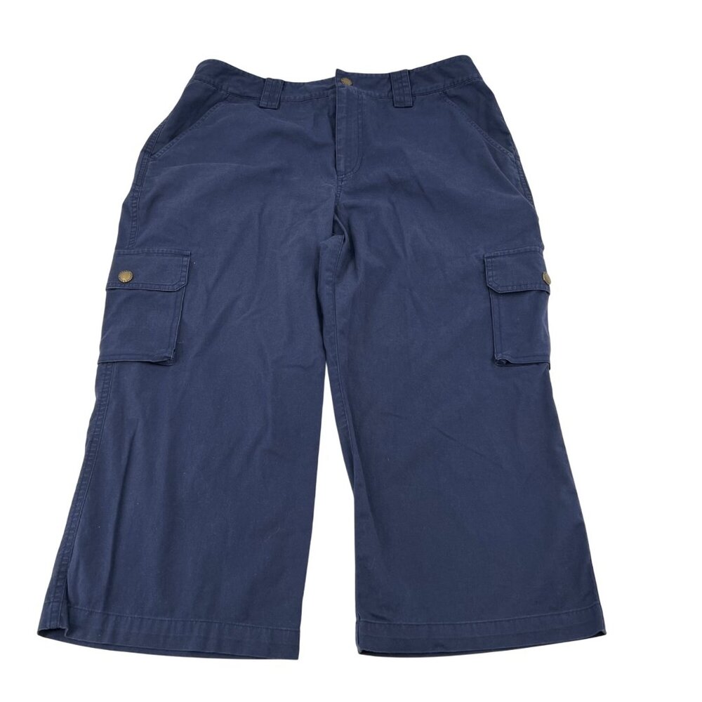 Lauren Ralph Lauren Womens Navy Cargo Capri Pants Size 12 97% Cotton 3% Elastane